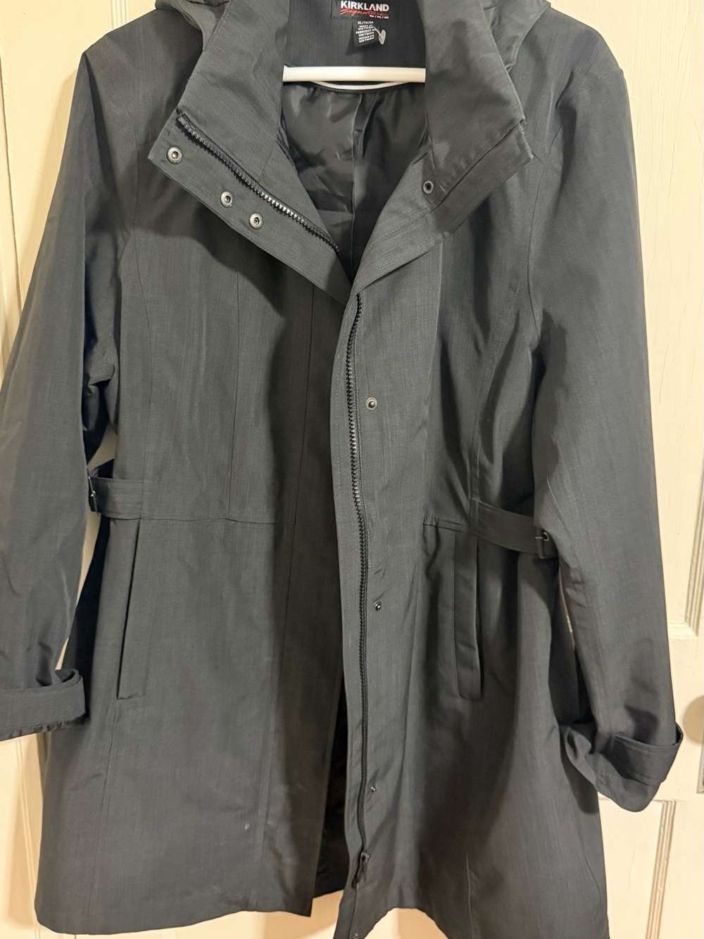 Kirkland Signature ,Charcoal Hooded Trench Coat